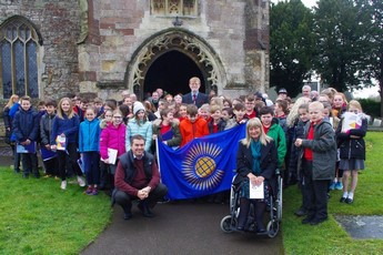 the Brownies, Royal British Legion, The Trefoil Guild, Gwent Police, members of local churches and members of the public outside the church